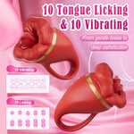Vibrator Tongue Toy For Women - 3In1 Female Vibrator Rose Sex Toy, Womens Sex Toys Nipple Clitoral Stimulator With 10 Tongue Licking & 10 Vibrating Modes, Adult Toys For Women Couples