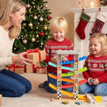 Wooden Car Ramp Race Track Toy For Toddlers 1-4 Years, Montessori Educational Learning Toy For 2 Year Old Boys Girls Gifts With 6 Mini Cars