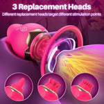 Sucking Vibrator Clit Sucker With 3 Brush Heads 2 Removable Cups, 12 Rotation Modes Manual Sucking Vibrators For Clitoral Nipple Stimulation, Rose Sex Toy Adult Sex Toys For Women Or Couples