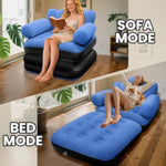 Blow Up Pull Out Couch With Headboard,Inflatable Couch With Flocked Surface,Folding Inflatable Chair For Adults,Portable Air Sofa Bed,Durable Air Couches,Inflatables Couches For Camping-1Pc