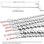 13.8" Flexible Stainless Steel Urethral Sounds Dilators Smooth Beads Urethral Dilator, Penis Plug Insert Prostate Stimulation Sounding Toys Catheter Stretching Male Masturbation Rod (6-8Mm)