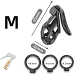 Black Male Metal Cock Chastity Cage - Large Chastity Device With 3 Sizes Rings And Invisible Lock For Man - Penis Exercise Bondage Gear - Accessories Adult Sex Toys - Male Chastity Device Cocks Cage