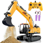 Remote Control Excavator, 13 Channel Rc Excavator Toy For Boys 3-5 4-7 8-12 Year Old, 2.4Ghz Rc Construction Vehicles With Metal Shovel & Light & Sound, Kids Christmas Birthday Gifts