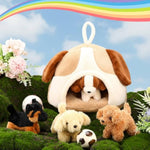 5 Pcs Dogs Stuffed Animals Set 4 Party Favors Small Plush Dog Toys With Soft Puppy House Adopt A Pet Gifts For Kids Adults Christmas Puppy Theme Birthday Supplies Decoration