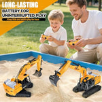 Remote Control Excavator, 13 Channel Rc Excavator Toy For Boys 3-5 4-7 8-12 Year Old, 2.4Ghz Rc Construction Vehicles With Metal Shovel & Light & Sound, Kids Christmas Birthday Gifts