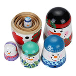 5 Pcs Russian Matryoshka Dolls Handmade Wooden Snowman Nesting Dolls Set For Christmas Birthday Gift (Snowman)