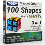 Magnet Cube 2X2 - 8 Blocks, 2In1 Toy: 2X2X2 Puzzle Cube And Customizable Infinity Cube, Glowing, Christmas Stocking Stuffers Gift For Kids/Grandkids, Uv Flashlight, Sensory/Stem Toy
