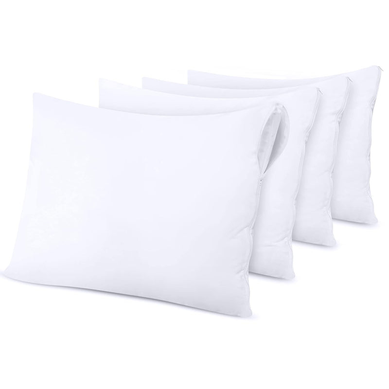 Waterproof Pillow Protector Zippered (4 Pack) King – Bed Bug Proof Pillow Enca