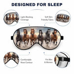 Silk Sleeping Eye Mask for Men Women Running Horses Brown Black Soft Adjustable Night Sleep Mask for Travel, Home, Office