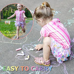 52 Pcs Washable Sidewalk Chalk Set, 7 Colors Jumbo Outdoor Chalk for Kids