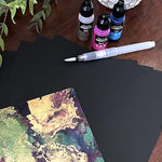 Heavy Weight Art Paper for Alcohol Ink & Watercolor - 25 Sheets A4 8x12 inches, 300gsm Black Paper