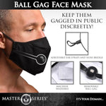 Under Cover Ball Gag Face Mask For Men Women & Bdsm Couples. Breathable Cotton Face Mask With Hidden Rubber Ball Gag. Machine Washable - Black