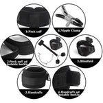 Sex Bondage Bdsm Kit, Bondage Restraints Set With Adjustable Handcuffs Collar Blindfold Nipple Clamps, Adult Games Sex Toys For Men Women And Couples(3 Pcs)