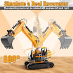 Rc Excavator Toys For Boys Age 3, 4, 5, 6, 7, 8, 9, 10+ Years Old, 13Ch Excavable Remote Control Construction Toys With Alloy Shovel/Lights/Sounds, Ideal Christmas Birthday Gifts For Kids