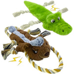 Interactive Dog Toys,No Stuffing Squeak Dog Toy For Large Dogs.Plush Dog Toy For Puppy, Small, Medium, Large Dog,Not For Aggressive Chewers(Rope Crocodile&Honey Badger)