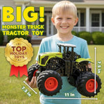 Remote Control Monster Truck Tractor Toy, 1:16 Scale Big Monster Trucks Toys For Kids 3-5-7, 2.4 Ghz Rc Car Toy Tractors Set With Light & Sound, Farm Vehicle Toys For 3 4 6 7 8 Year Old Boys Girls