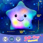 13'' Creative Twinkle Star Glowing Led Night Light Plush Pillows Stuffed Animals Toys Birthday Christmas Holiday Valentines Gifts For Toddlers Girls(Blue)