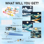 4 Pack Framed Paint by Numbers Kit for Kids Ages 8-12, Landscape Canvas Art Set