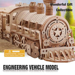 Luxury Steam Train 3D Wooden Puzzle for Adults - Challenging Brain Teaser for Adults and Kids Alike