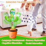 Rechargeable Dancing Talking Cactus Toy, Interactive Singing Mimicking Cactus Baby Toy, Baby Toys Gifts W/Exclusive English Songs For Babies, Stocking Stuffers For Kids, For Grandkids
