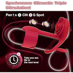 Vibrating Cock Ring Penis Sleeve With Rose Clitoral Stimulator, 3 In 1 Penis Ring Vibrator Couples Adult Sex Toys For Men Women, Male Female Couple Sex Toy With G Spot Clitoris Vibrator