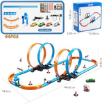 Toy Car Race Track Set For Boys Kids Age 3-5 4-7, Race Tracks With 4 Crash Zones And 1:64 Scale High-Speed Slot Cars, Christmas Halloween Birthday Gifts Toys For Toddlers Boys 4-8 8-12 Years