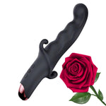Magical Black Waterproof Adult Tools For Women 9 Inch Rabbit Ears Toy 10 Modes Realistic Silicone Usb Rechargeable Handheld Portable Gifts For Her