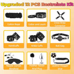 Sex Bondage Restraint Kits Bdsm Toys 12 Pcs Handcuffs Ankle Cuffs Anal Plug Nipple Clamps Ball Gag Blindfold Rope Leather Restraints Set Adjustable For Adult Beginners (Black)
