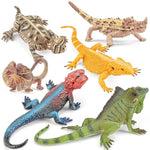 6Pcs Large Lizard Figurines Animal Toys, Realistic Plastic Reptile Animal Figures, Includes Bearded Dragon,Green Iguana,Frilled,Coast Horned,Plains Rock Figures, Educational Toy For Kids