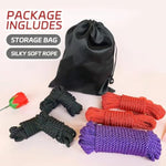 Bdsm Shibari Sex Bondage Restraint Rope - Soft Tie-Ups For Women, Long Restraining Multipurpose Sex Restraints, Adult Sex Toys For Women, Men & Couples (4X8Ft Black+2X16Ft Red+32Ft Purple)