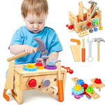 Kids Tool Set - 29 Pcs Wooden Toddler Tool With Box, Montessori Stem Educational Pretend Play Construction Toy For 2 3 4 5 6 Year Old Boys Girls, Best Birthday Gift