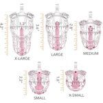 Chastity Device V3, Male Chastity Cage, Comfortable Nylon Resin Plastic Chastity Device, 3D Printed, 5 Sizes, Multiple Colors, Includes 5 Rings (Clear, X-Large)