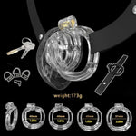 Male Chastity Cage With 4 Different Size Rings And Belt Cock Cage With Hidden Lock For Men'S Penis Bondage Sex Toys Chastity Device Made Of Durable Soft Tpe And Resin Material (Transparent)