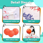 Bath Toys, Bathtub Basketball Hoop For Toddler Kids, 3 Soft No Hole Balls & Bath Basketball Hoop With Strong Suction Cup, Black & White Penguin Baby Shower Bath Toys Set For Boys And Girls