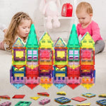 108 Piece Magnetic Tiles, Magnet Building Blocks Set For Kids Toddlers, Stem Construction Toys With Gift Box For All Ages Boys Girls