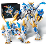 White Tiger 2 In 1 Mech Building Blocks Sets Transform Action Figure Toys For Adults, Animals Transforming Robot Building Kits, For Grandkids Boys Ages 8 10 12 14 (White Tiger)