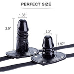 Lockable Dildo Penis Mouth Gag With Lock Bondage Leather Strap On Bdsm Adult Sex Toy (Long)