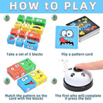Wooden Face Changing Magic Cube Game, Expression Puzzle Building Blocks Pattern Matching Game, Educational Puzzles Toy Board Games For Kids And Adults With Bell