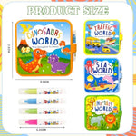4 Pack Reusable Water Painting Books for Kids with Water Pens, Mess-Free Travel Activity