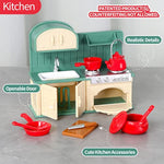 Dollhouse Furniture, Kitchen & Bathroom Toy Set,Fridge Washing Machine Set For Kids,Dollhouse Miniature Accessories,Educational Pretend Play Toys For Toddler,Boys & Girls