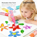15 Color Washable Finger Paint Set for Toddlers, Non-Toxic 1.2 oz Bottles