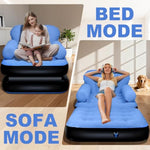 Blow Up Pull Out Couch With Headboard,Inflatable Chair With Flocked Surface,Folding Inflatable Chairs For Adult,Portable Inflatable Sofa,Durable Inflatable Couch,Inflatable Couches For Camping