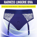 Diva Blue Adult Pegging Harness with Adjustable Strap and Stretchable Silicone Ring
