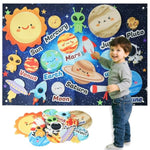 Toddler Solar System Felt Board Story Set, 33Ft Planet Flannel Board, Space Toys For 3-5 Year Olds, Montessori Educational Sensory Toys, Activity Board For Boys And Girls