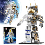 Space Astronaut Building Block Set,860Pcs Spaceman Building Toys With Display Stand, Cool Translucent Design Collection For Home Office Decor, Christmas Birthday Gift For Adults& Boys Age 8-12