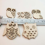 50 Pcs Mini Owl Wood Cutouts, Unfinished Wooden Shapes for DIY Crafts