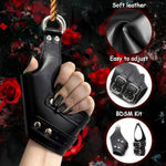 Door Hanging Handcuffs Swing Pu Leather Bondage Cuffs For Sex Games, Adjustable Fetish Wrist Cuffs For Bdsm Restraints, Women, Men, Couples Bondage Toys Sex Handcuffs, Black