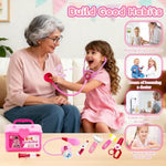 Doctor Kit For Toddlers 3-5, Pretend Doctor Kids Play Set With Costume And Stethoscope Ages 3-6 ,Doctor Kit Toys For 2 3 4 5 6 Year Old Girls Boys Girls For Christmas / Birthday Gift, Pink