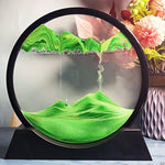 Dynamic 3D Deep Sea Landscape Sand Art in Motion, 7 Inch Round Glass Desktop Decor