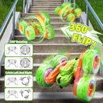 Remote Control Car Toy For Boys 3 4 5 6 7 8 Years Olds, Rechargeable Dinosaur Rc Cars,360° Flip Double Sided Rc Stunt Cars With Led Light,Dinosaur Toys For Kids Birthday Xmas Gifts,Green